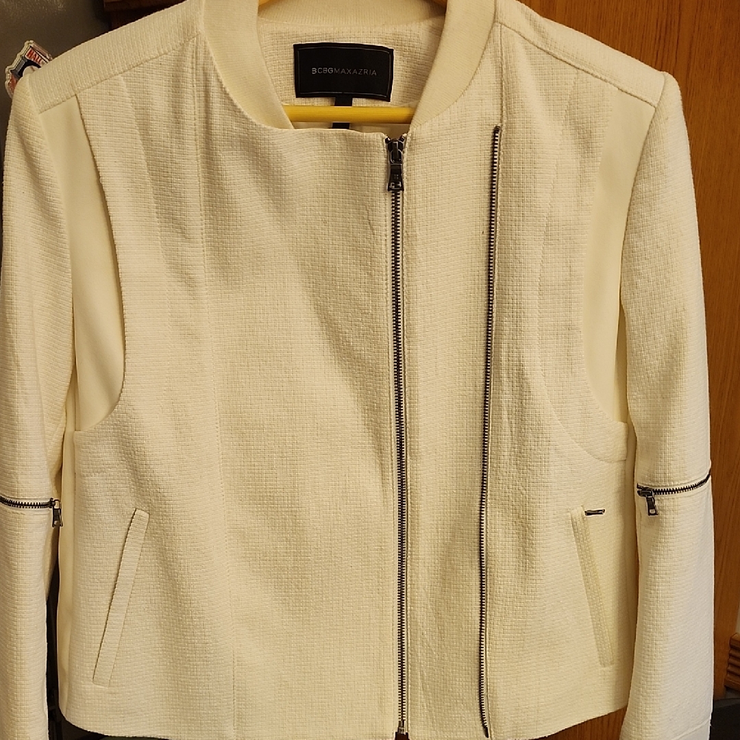 Bcbgmaxazria Dru Cream Colored Zipper Jacket Small